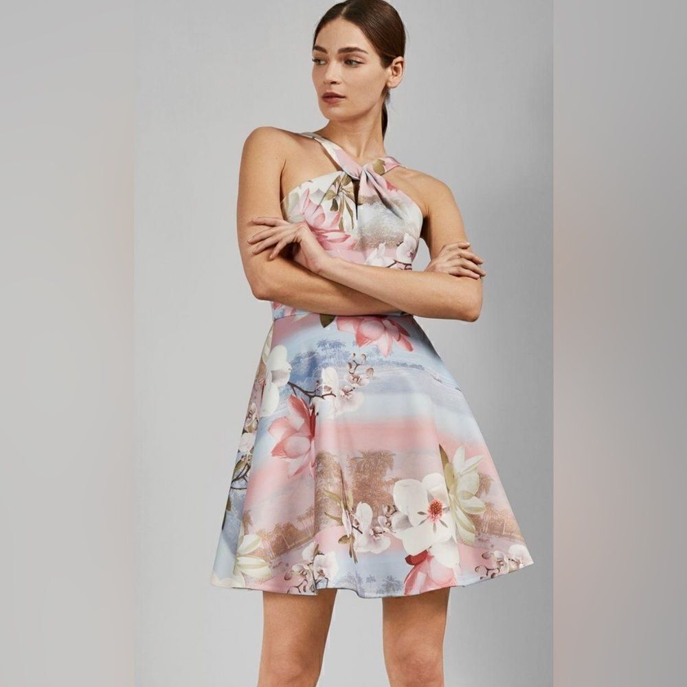 NWT Ted Baker Umerta Mint Chocolate Chip Skater Dress TED Size 4/ US Size 12